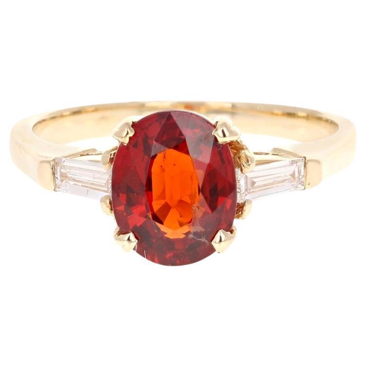 Spessartine Diamond Yellow Gold Engagement Ring For Sale