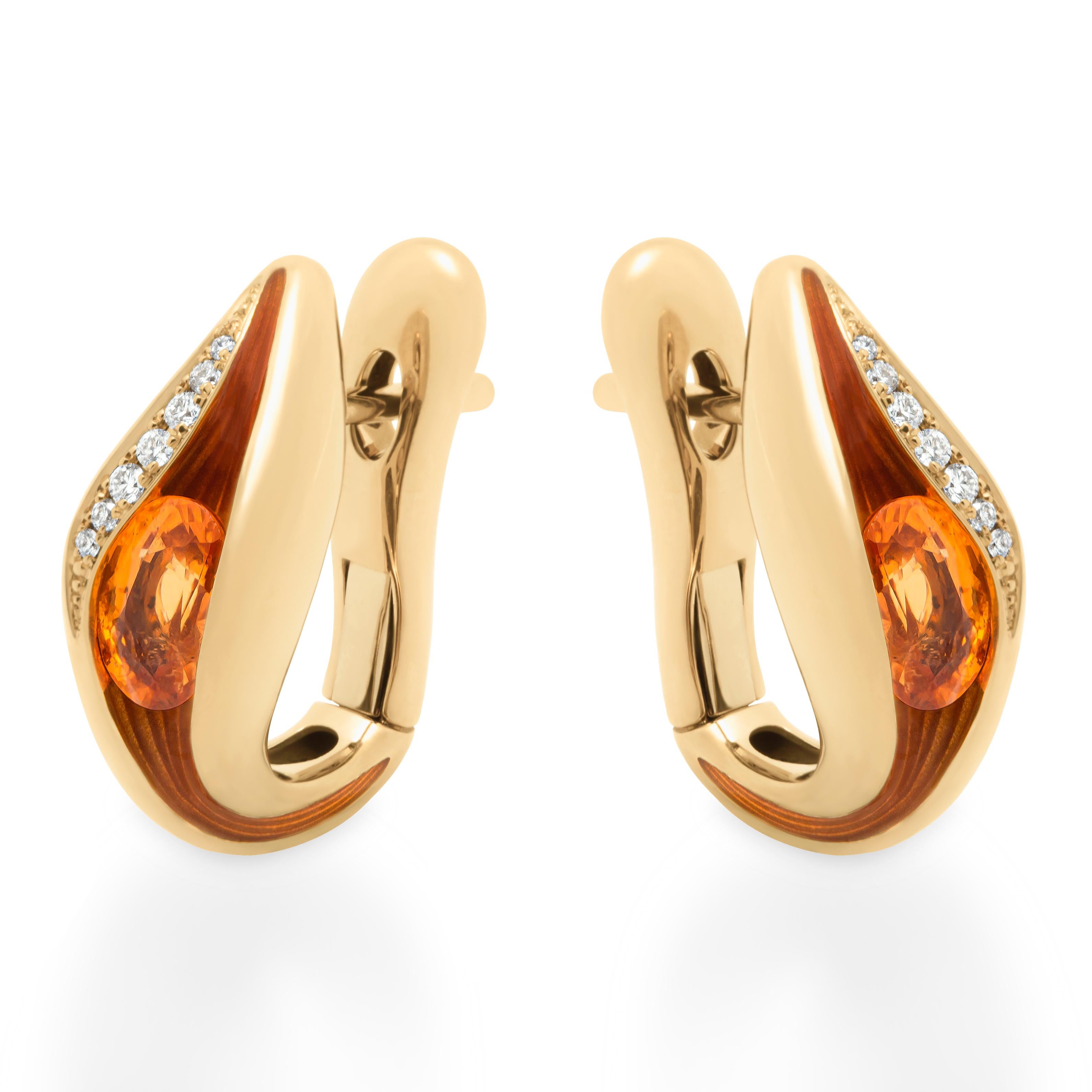 Spessartine 1.05 Carat Diamonds Enamel 18 Karat Yellow Gold Melted Colors Earrings
Our new collection 
