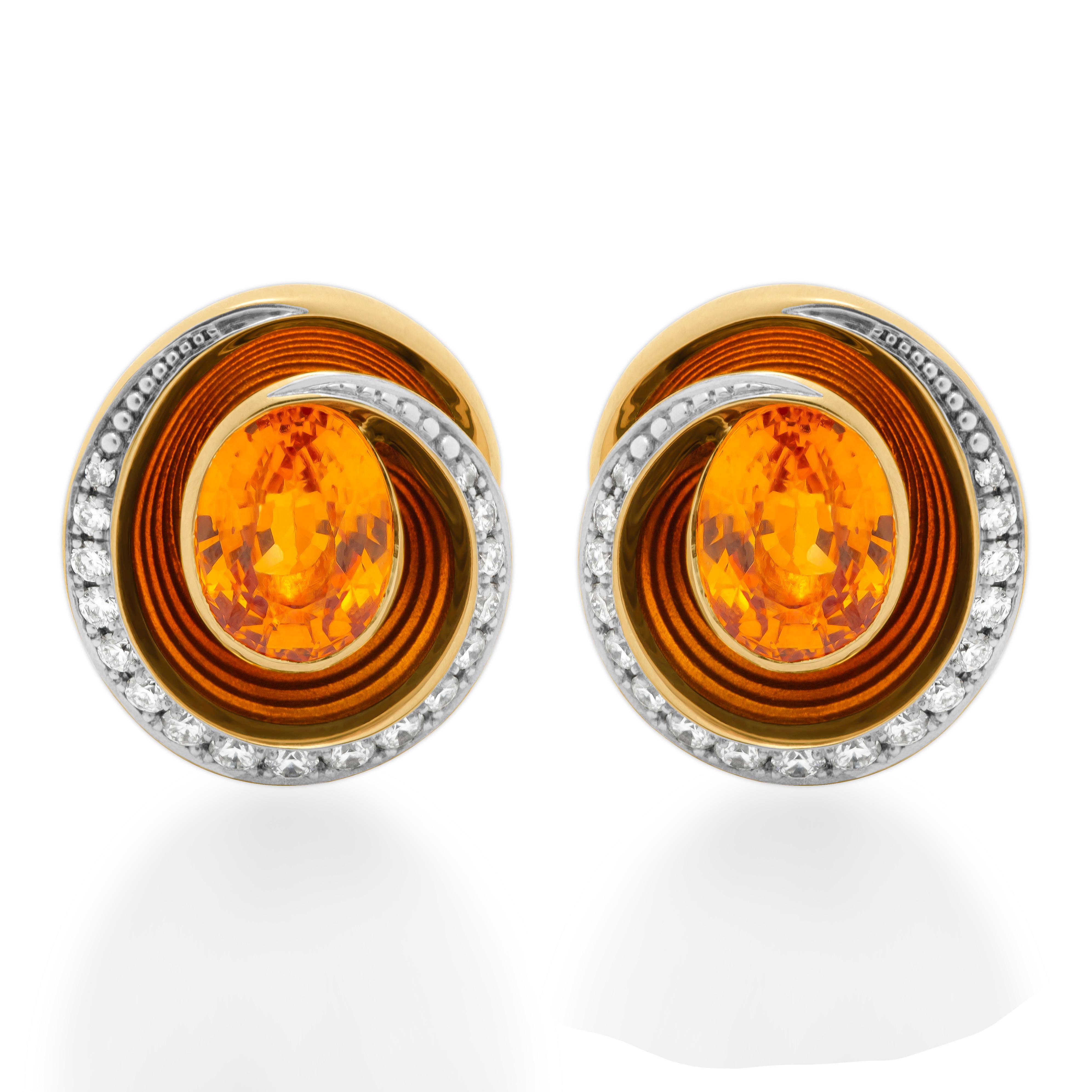 Ohrringe aus 18 Karat Gelbgold mit Spessartin-Diamanten und Emaille in Melt-Farben
Unsere neue Kollektion 