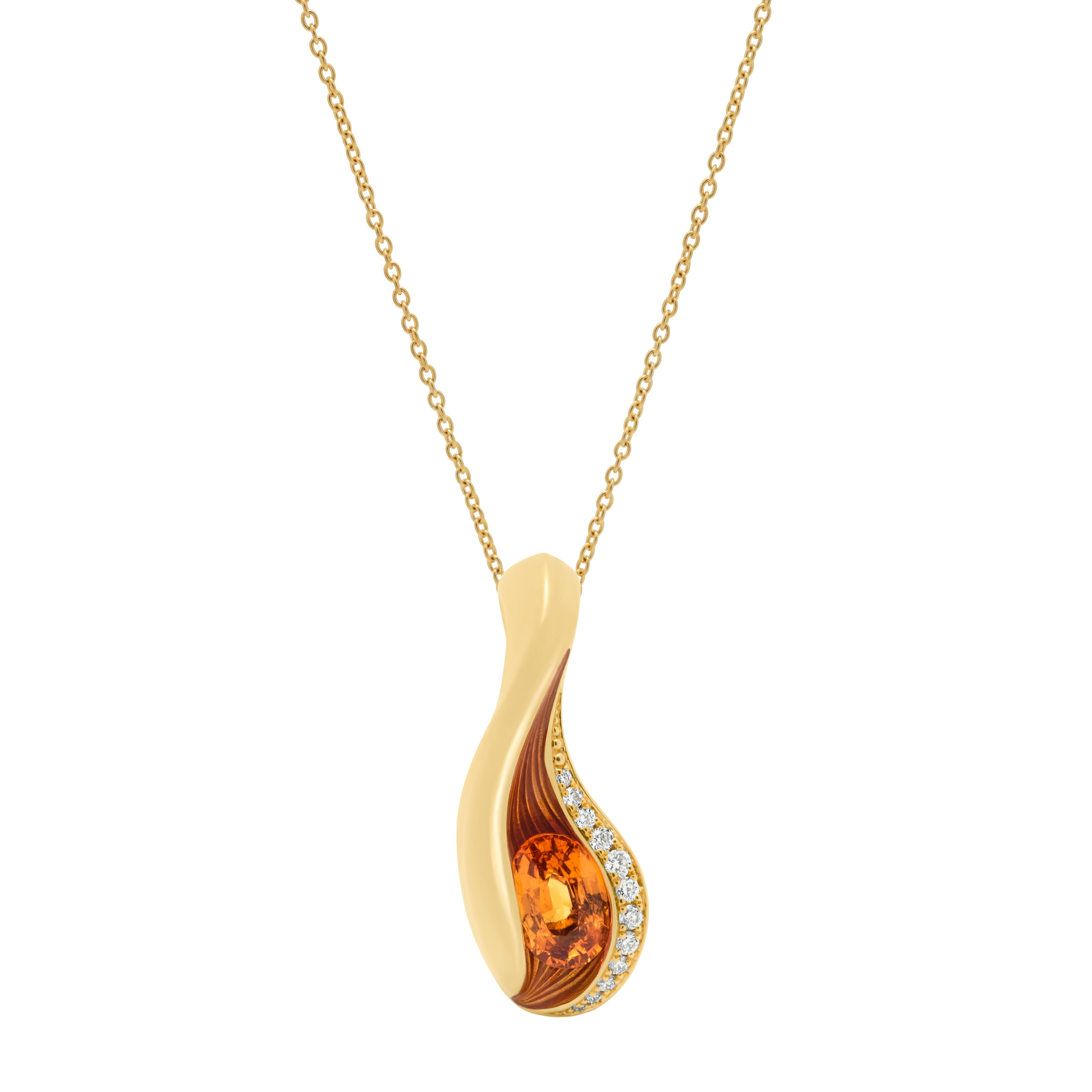 Spessartine Diamonds Enamel 18 Karat Yellow Gold Melted Colors Pendant
Our new collection 