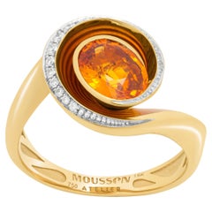 Spessartin-Diamanten Emaille 18 Karat Gelbgold ge Melted Colors Ring