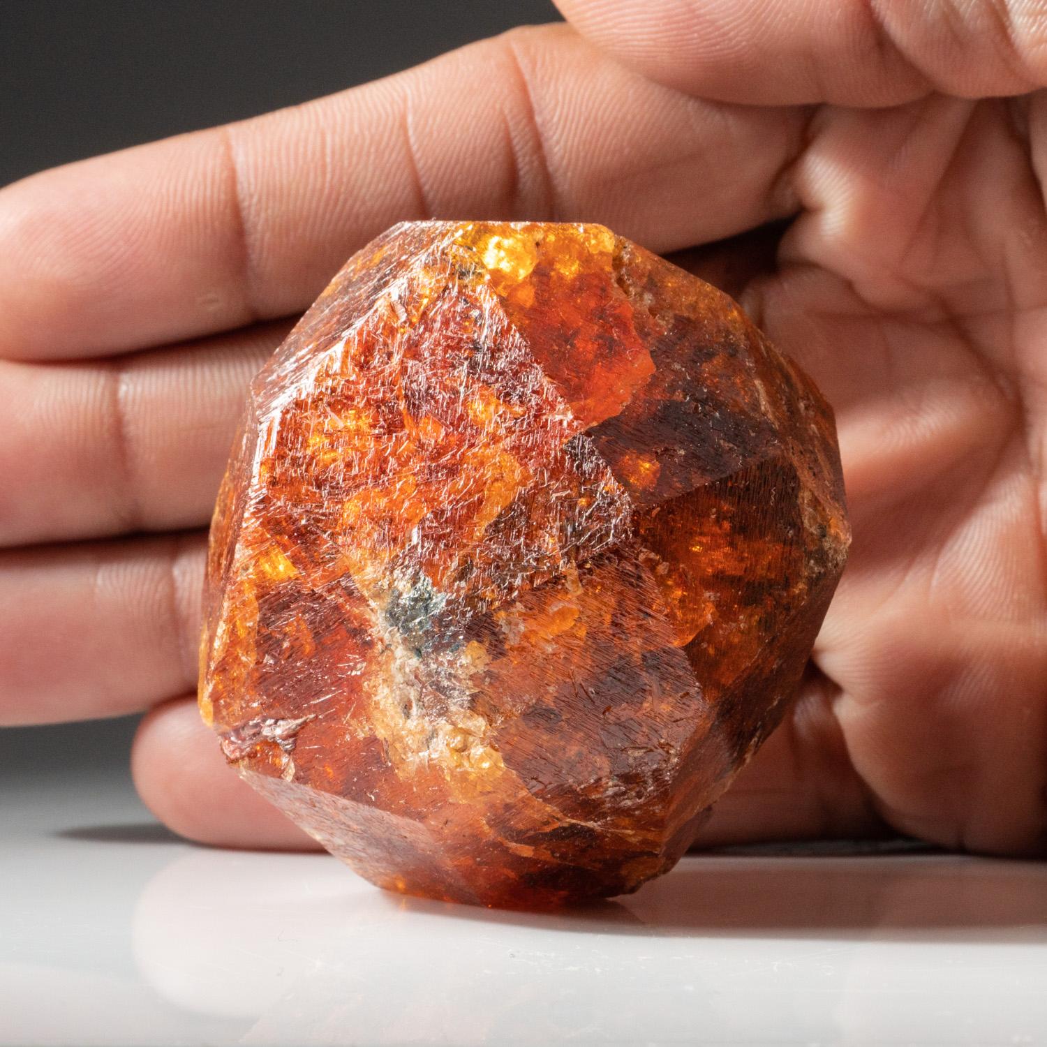 From Nani Hill, Loliondo, Ngorongoro district, Arusha, Tanzania

Large trapezohedral crystal of transparent orange spessartine garnet with no matrix attached. Has lustrous faces with well defined edges.

 
277 grams, 2.25 x 2 x 2.5 inches