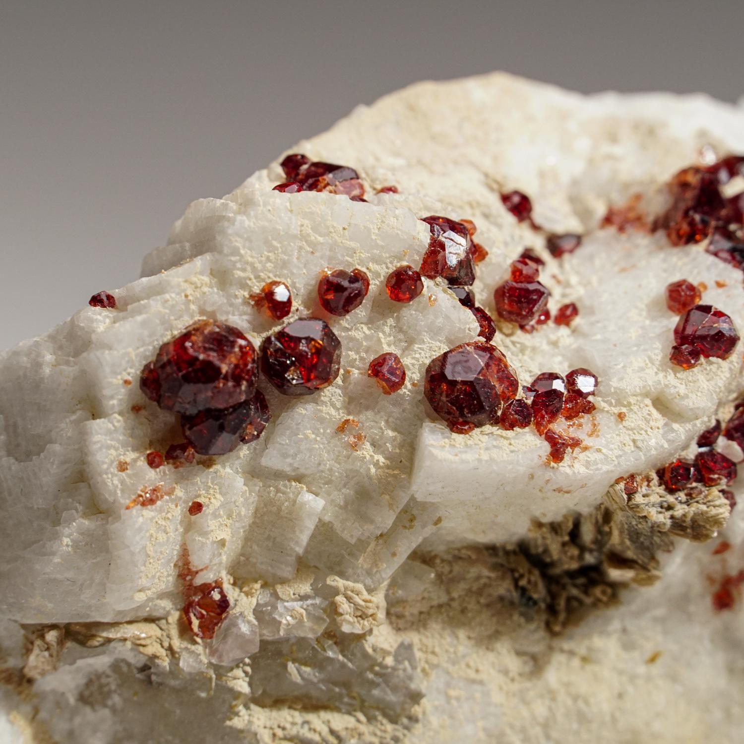 Contemporary Spessartine Garnet on Albite from Shengus area, near Skardu, Pakistan For Sale