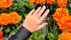 Spessartine Garnet Ring With Diamonds 1.66 Carats 14K Yellow Gold