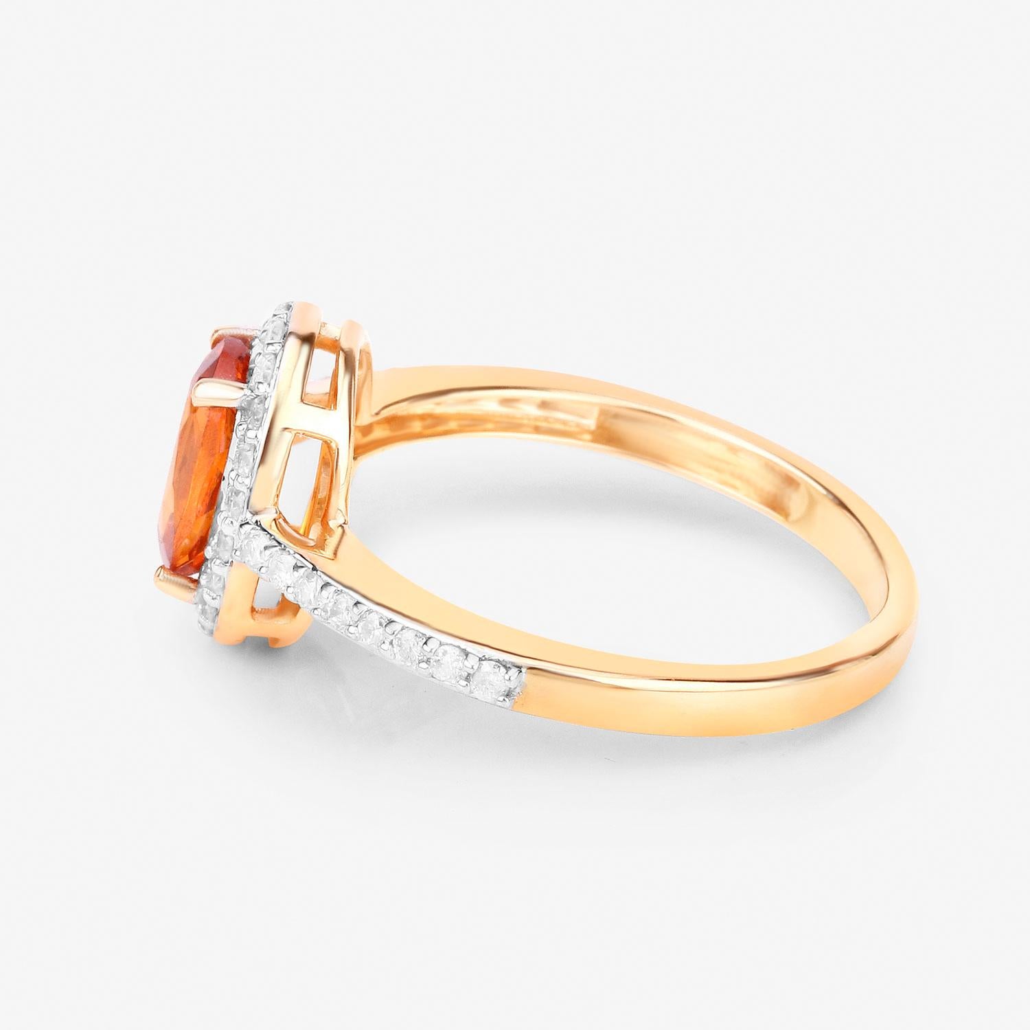 Spessartine Garnet Ring With Diamonds 1.66 Carats 14K Yellow Gold In Excellent Condition For Sale In Aliso Viejo, CA