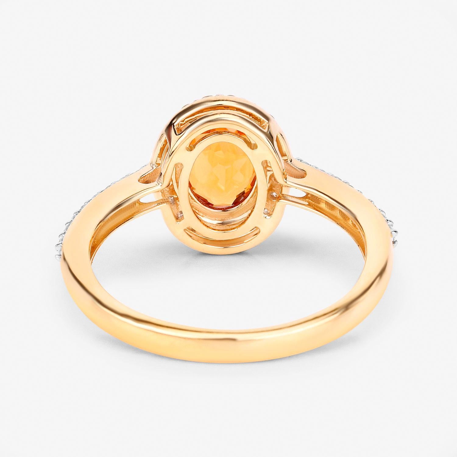 Women's Spessartine Garnet Ring With Diamonds 1.66 Carats 14K Yellow Gold For Sale