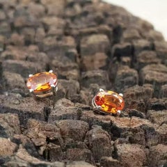 Spessartine Garnet Stud Earring AAA+Quality 6x4 Oval 925 Sterling Silver Earring