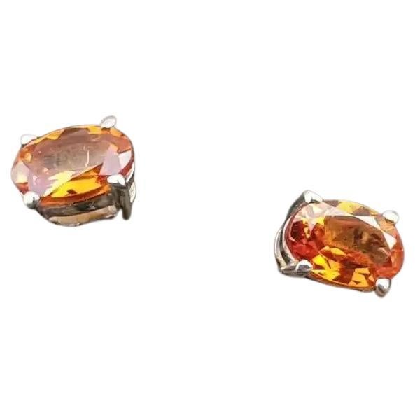 Spessartine Garnet Stud Earring AAA+Quality 6x4 Oval 925 Sterling Silver Earring For Sale
