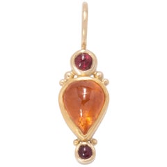 Spessartine Garnet Turkish Pear Pendant in 22 Karat and 18 Karat Gold