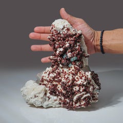 Spessartine Garnet with Aquamarine Crystals on Albite from Pakistan