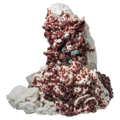 Spessartine Garnet with Aquamarine Crystals on Albite from Himalayan Mountains