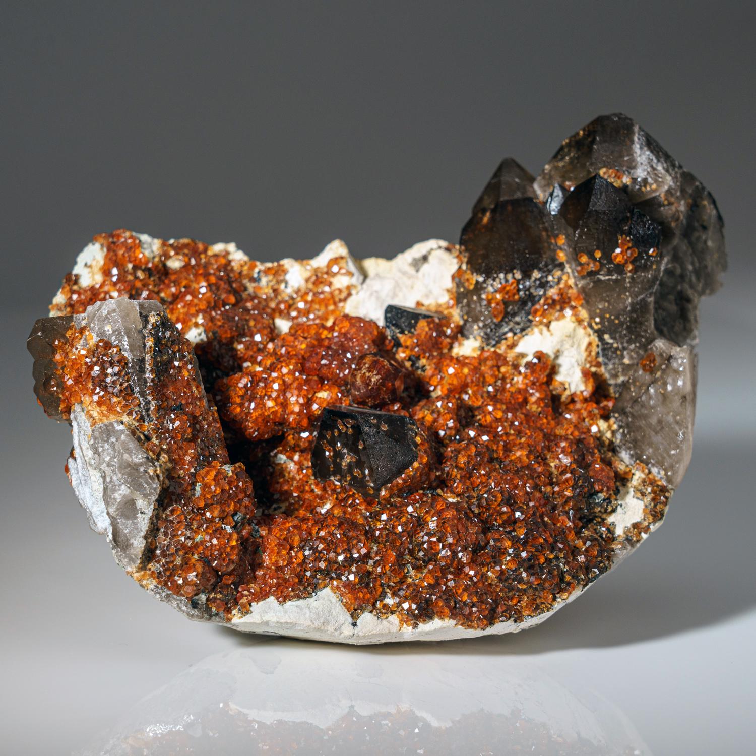 18th Century and Earlier Spessartine Garnet with Smoky Quartz from Fujian, China For Sale
