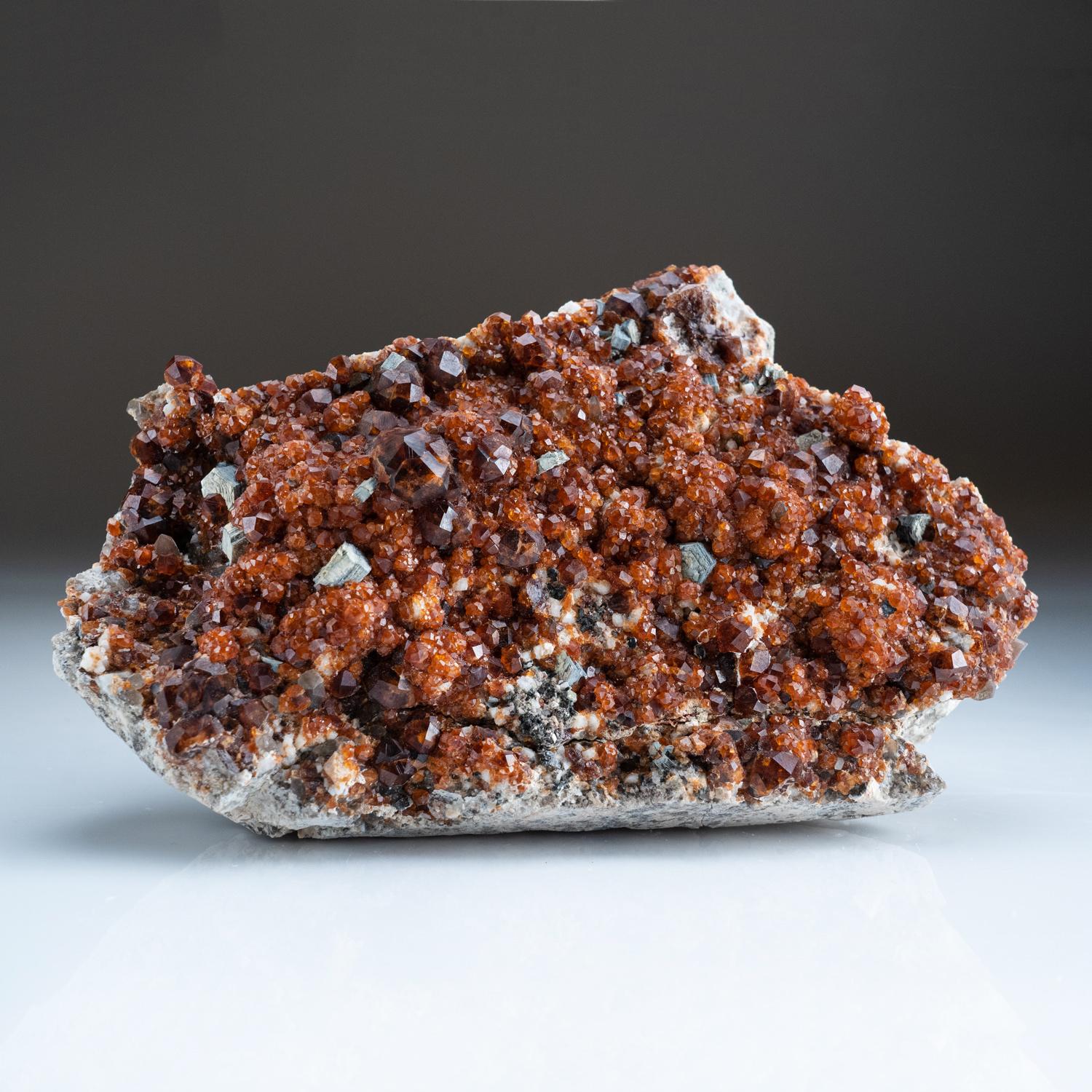 Chinese Spessartine Garnet with Smoky Quartz from Tongbei-Yunling District, Fujian Provi For Sale