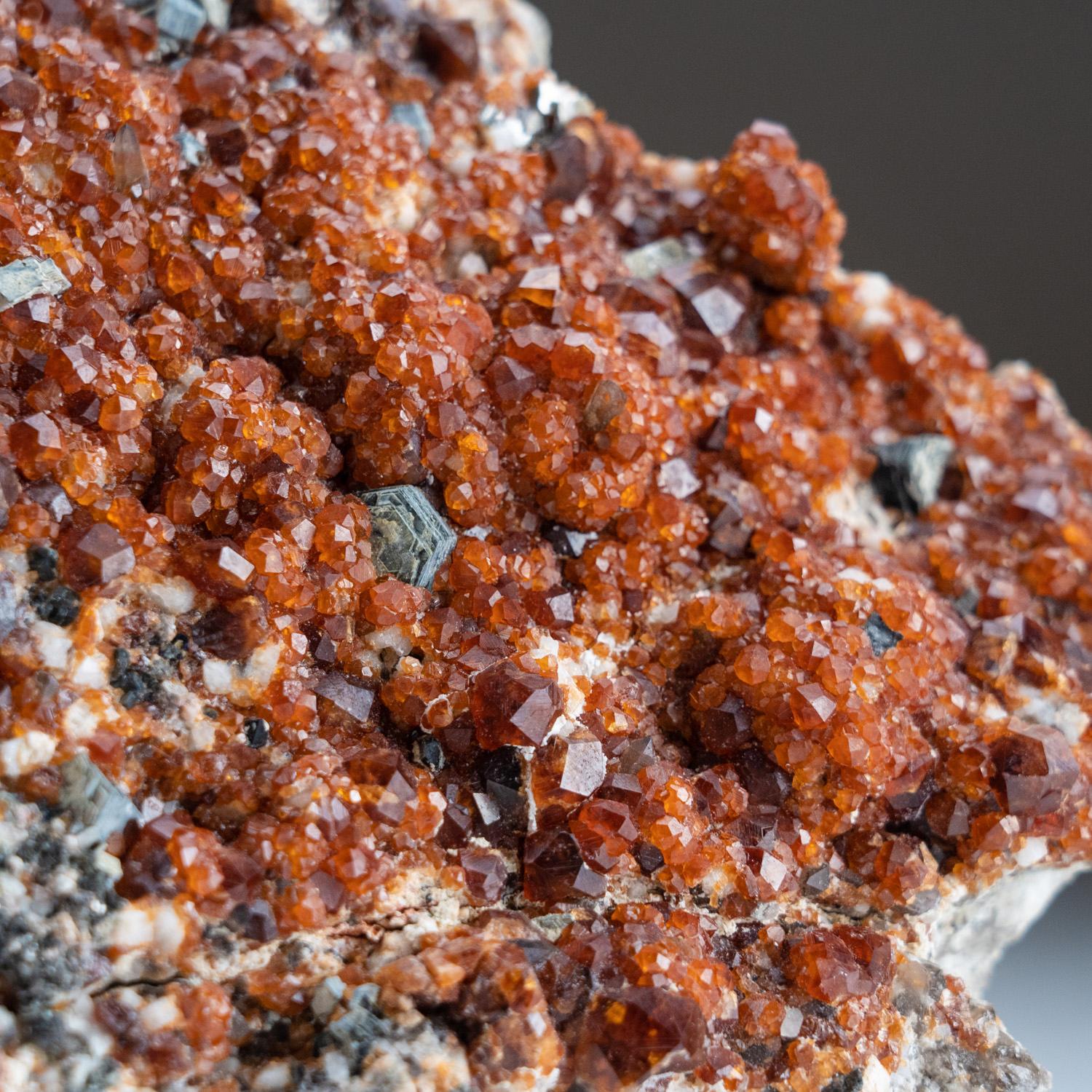 Crystal Spessartine Garnet with Smoky Quartz from Tongbei-Yunling District, Fujian Provi For Sale