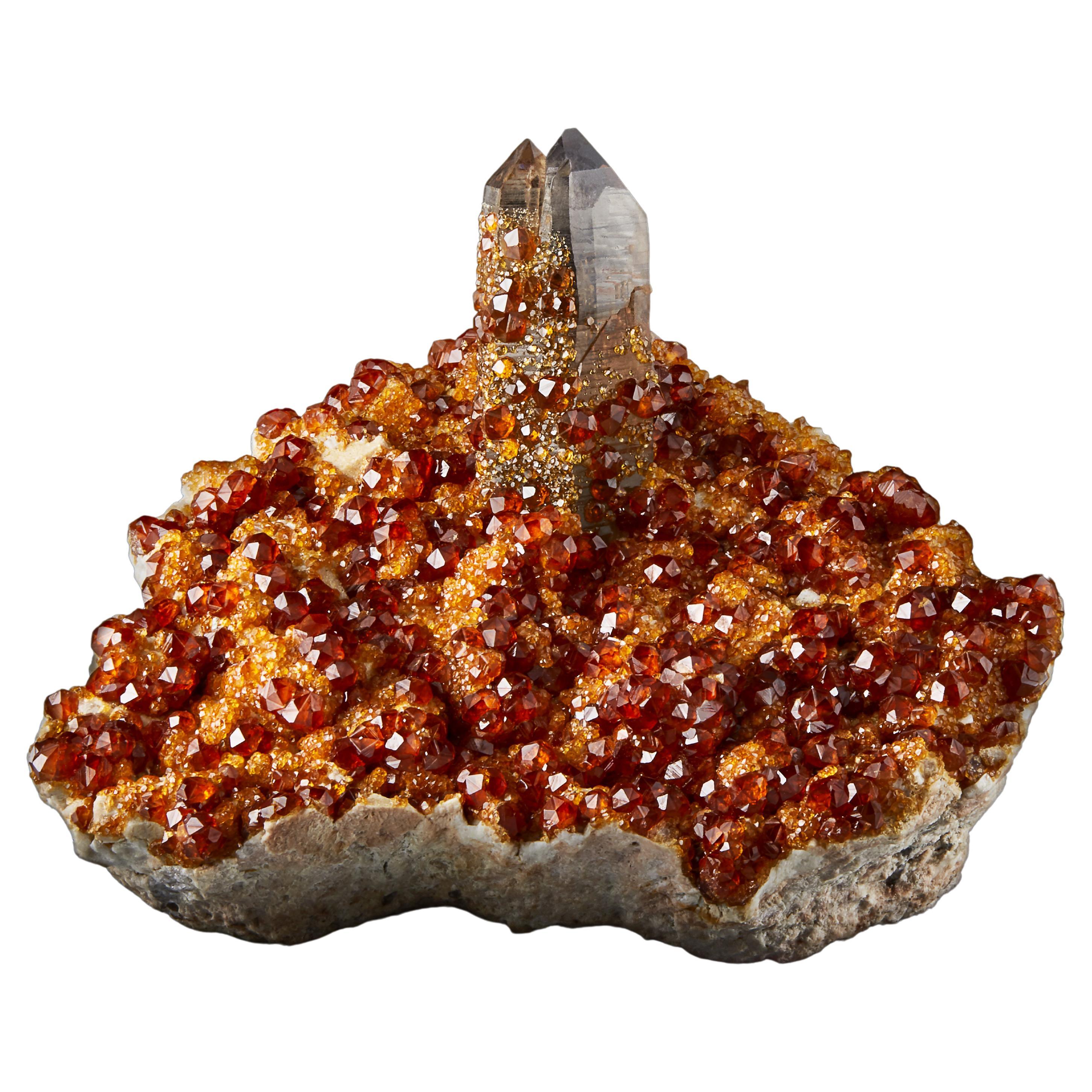 Spessartine avec quartz fumé, Tongbei, Fujian Prov., Chine