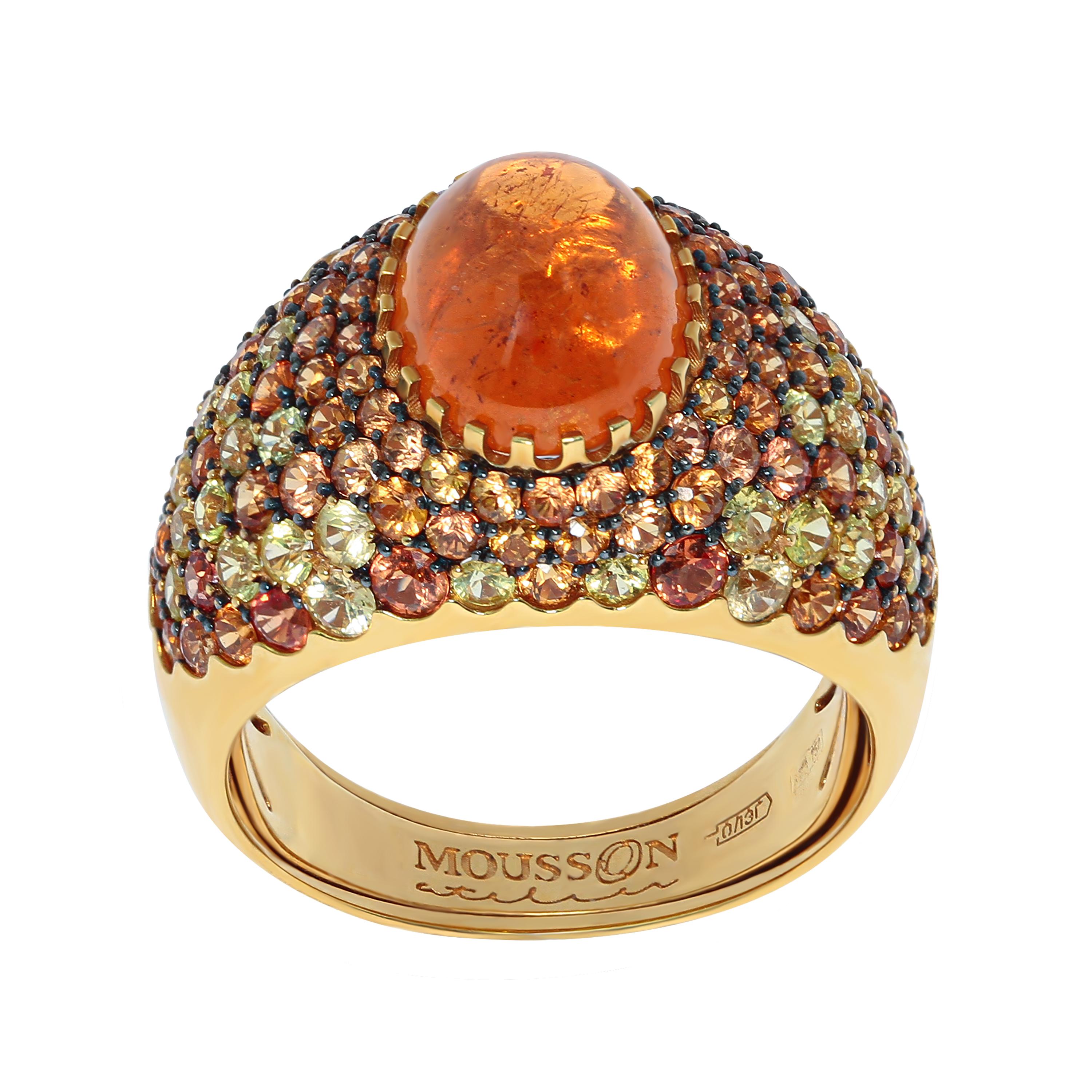 Spessartine Yellow Orange Sapphires Yellow 18 Karat Gold Riviera Suite For Sale 5