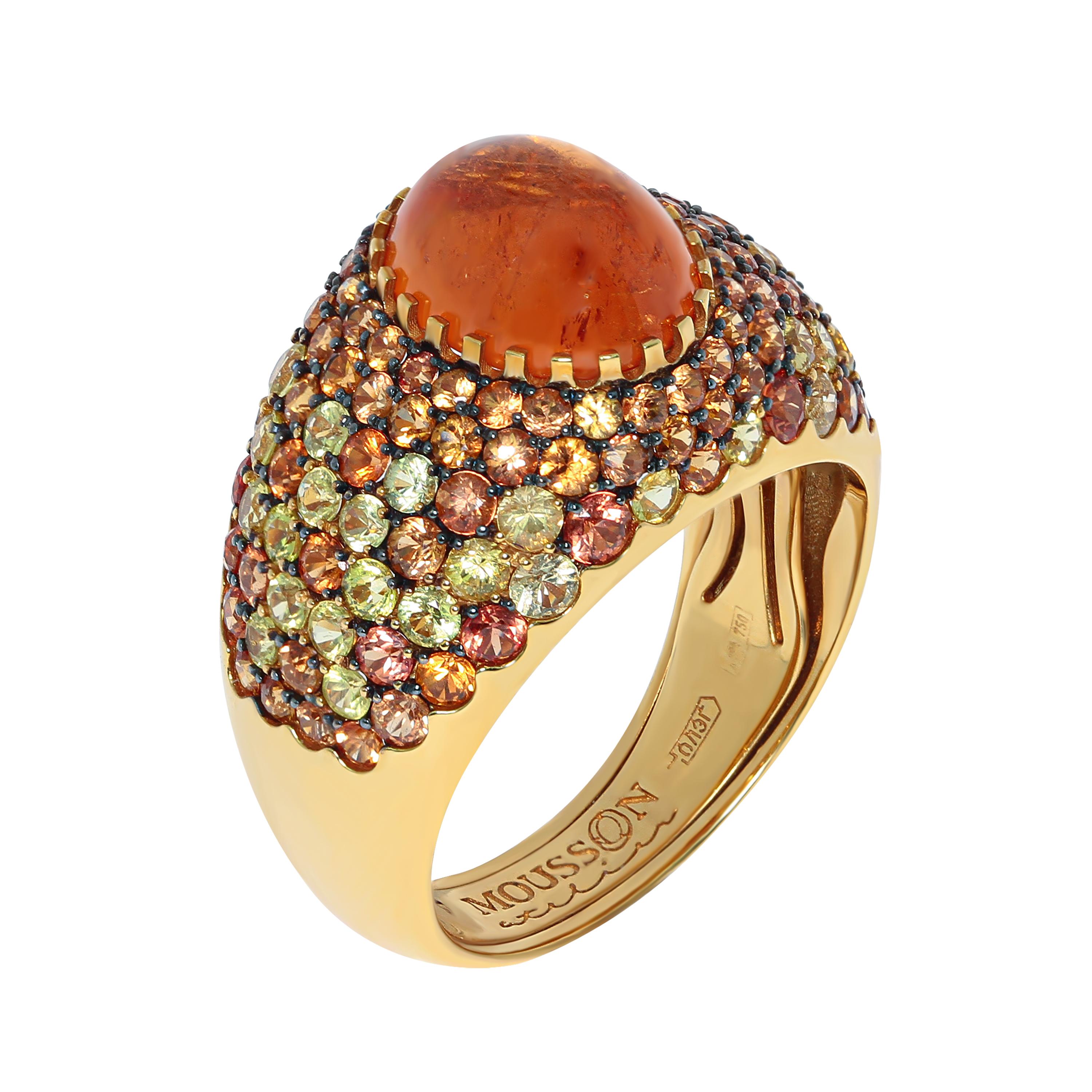 Women's Spessartine Yellow Orange Sapphires Yellow 18 Karat Gold Riviera Suite For Sale