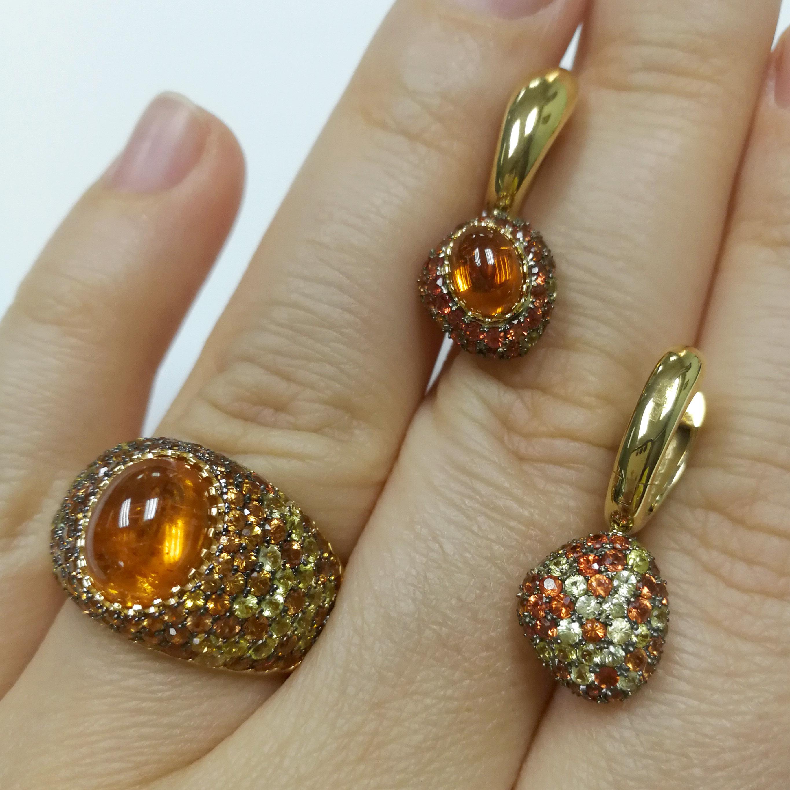 Spessartine Yellow Orange Sapphires Yellow 18 Karat Gold Riviera Suite For Sale 1