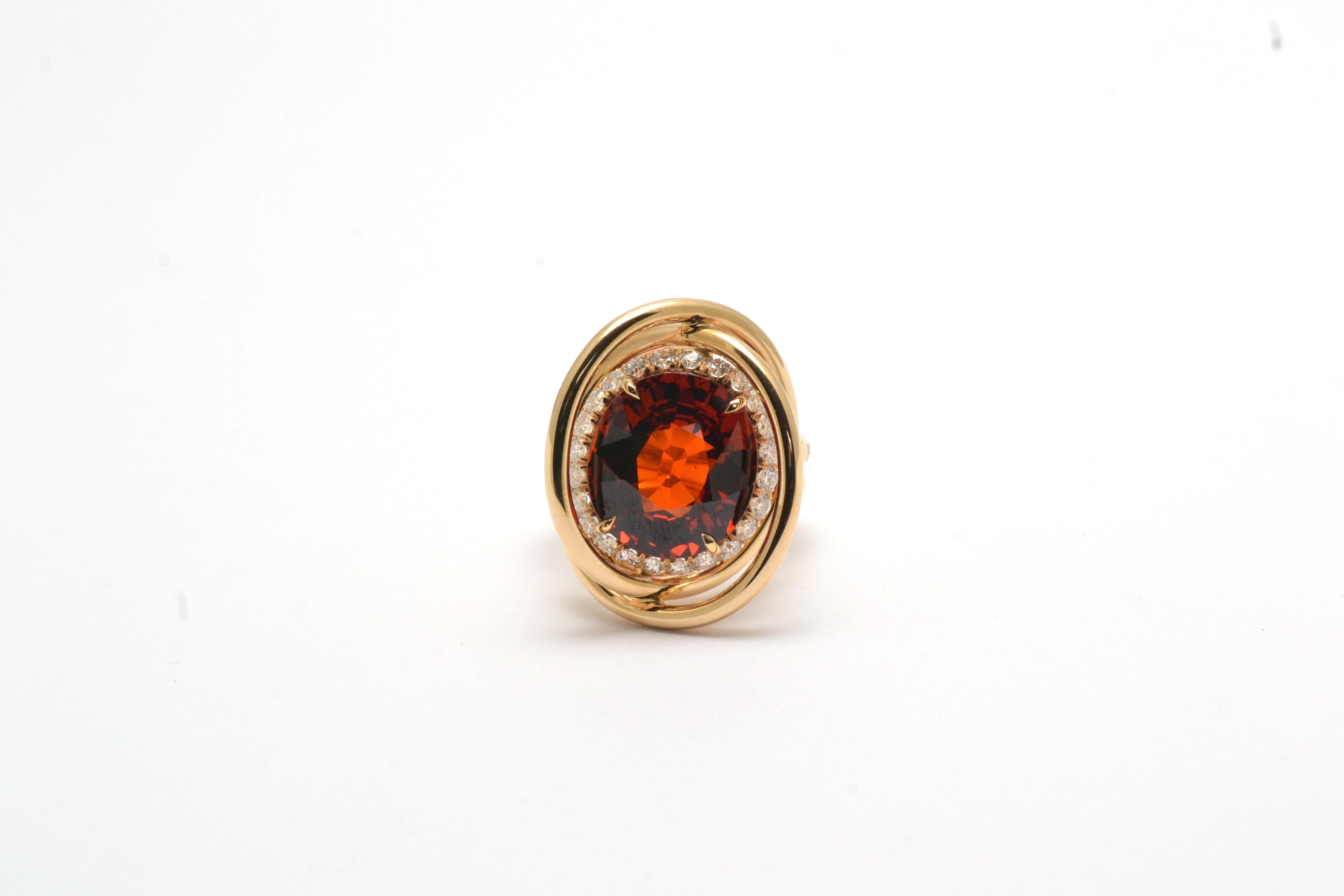 Women's Spessartite Garnet 18 KT Rose Gold Made in Italy Satellite Ring