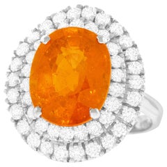 Vintage Spessartite Garnet and Diamond Set Gold Ring