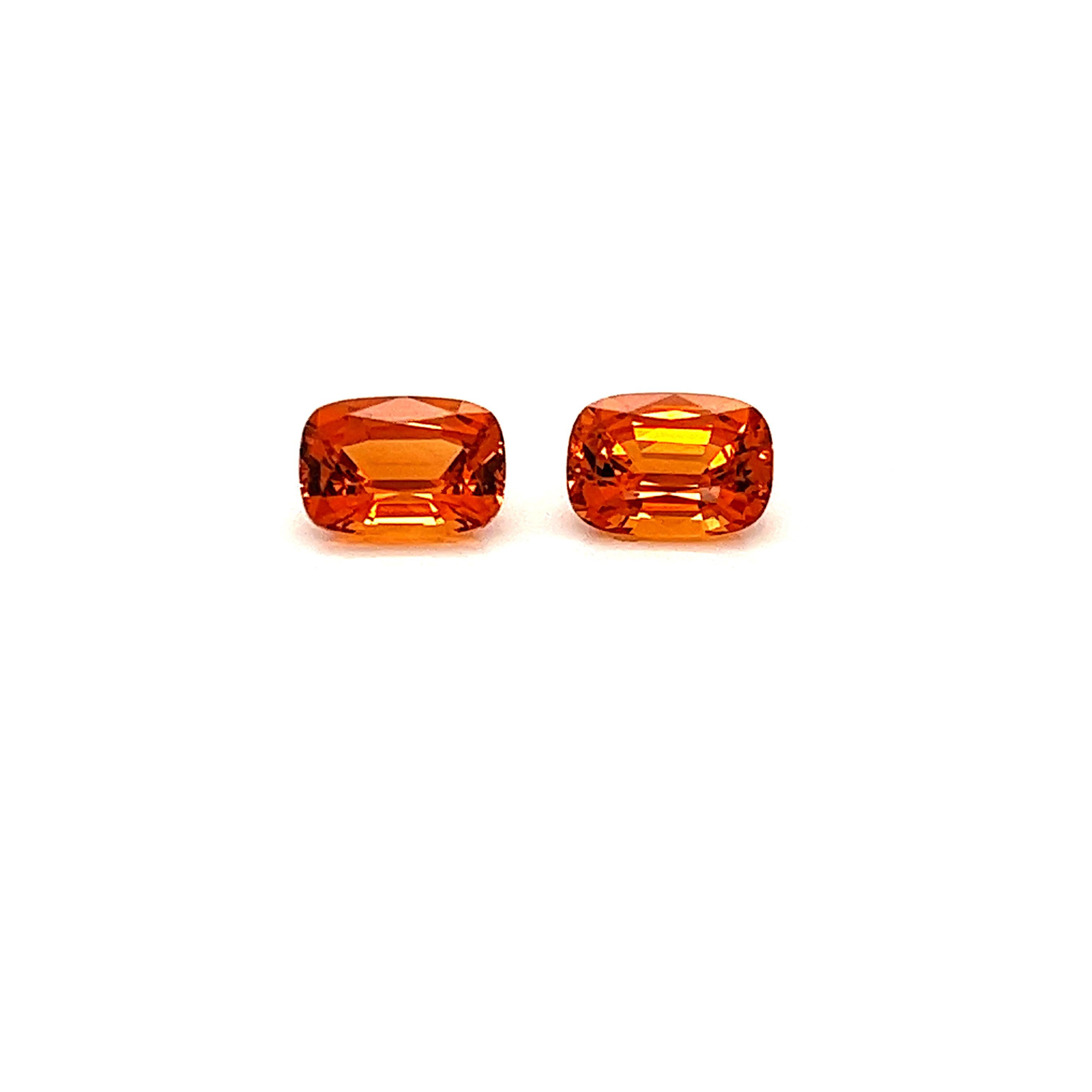 Paar Spessartit-Granat-Ohrringe im Kissenschliff, ca. 4,52 Karat im Angebot 1