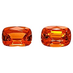 Spessartite Garnet Cushion Cut Pair Cts 4.52 Earrings