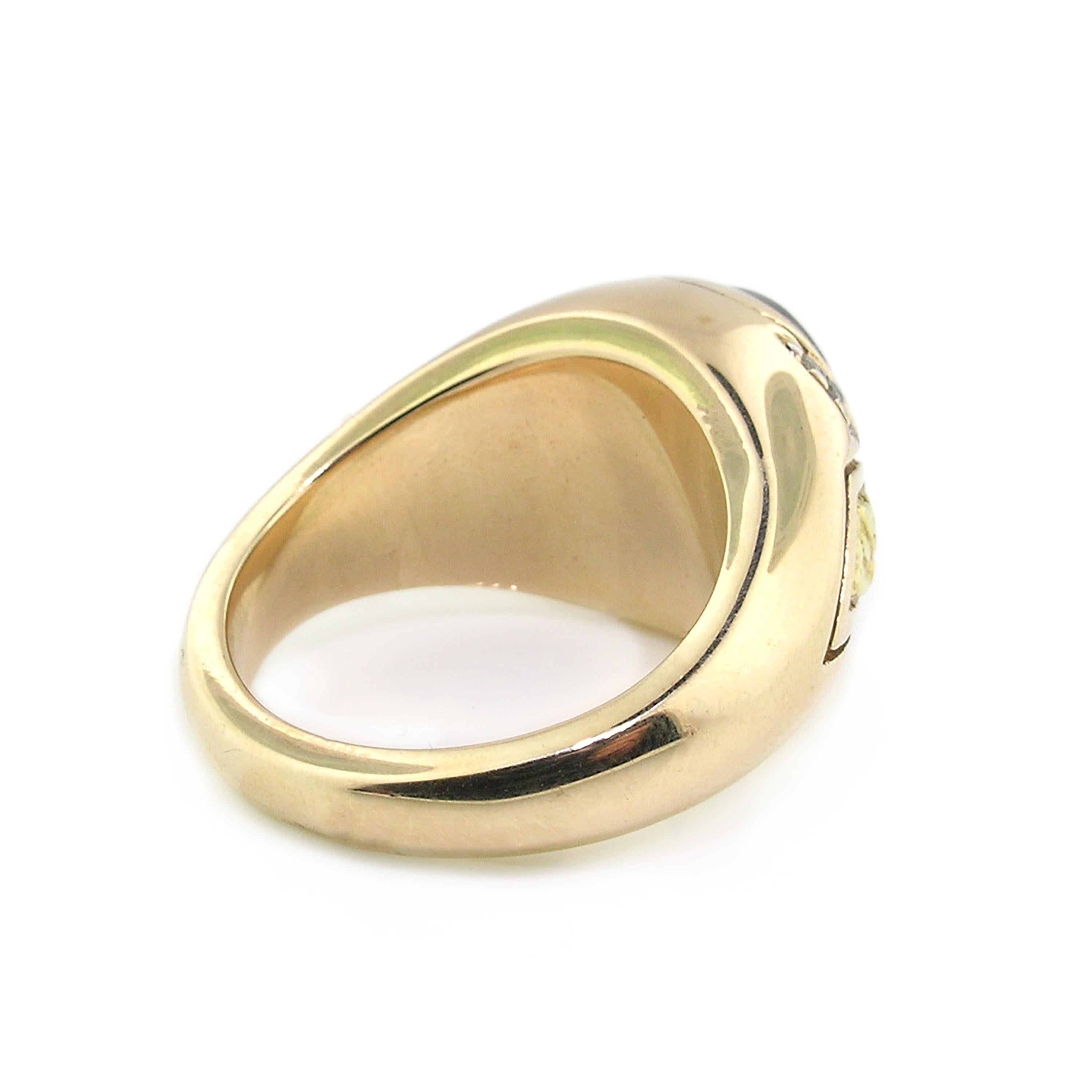 Spessartite Garnet, Diamond and Gold Nugget 14 Karat Men's Ring 1