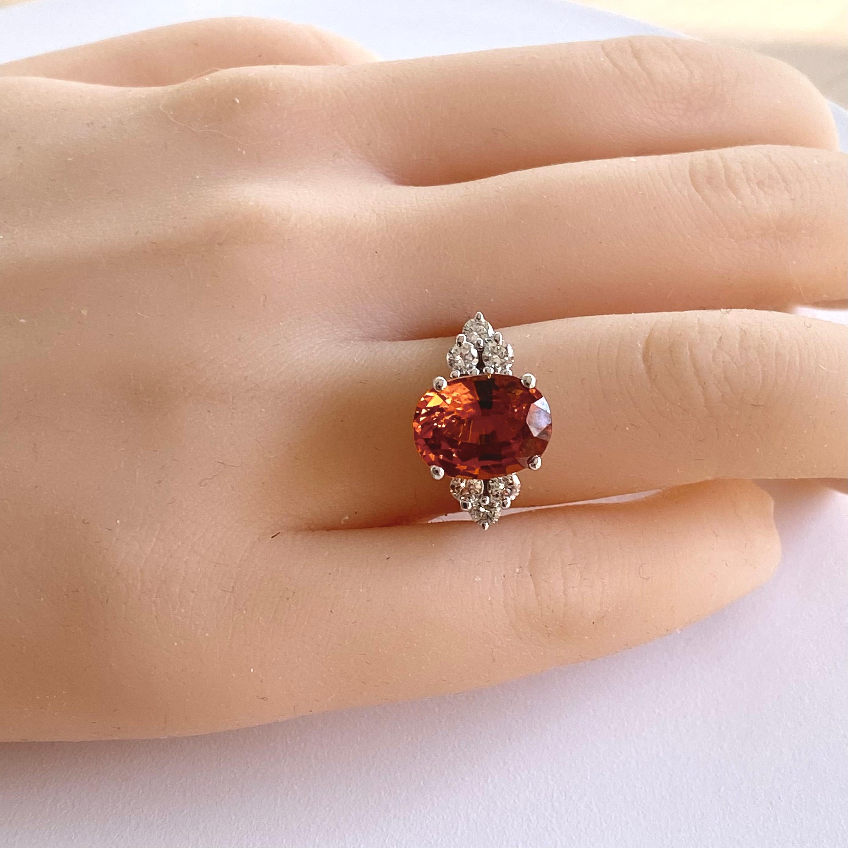 GIA Spessartit Granat Diamant Goldring Zertifikat Natrliche nicht behandelt 4