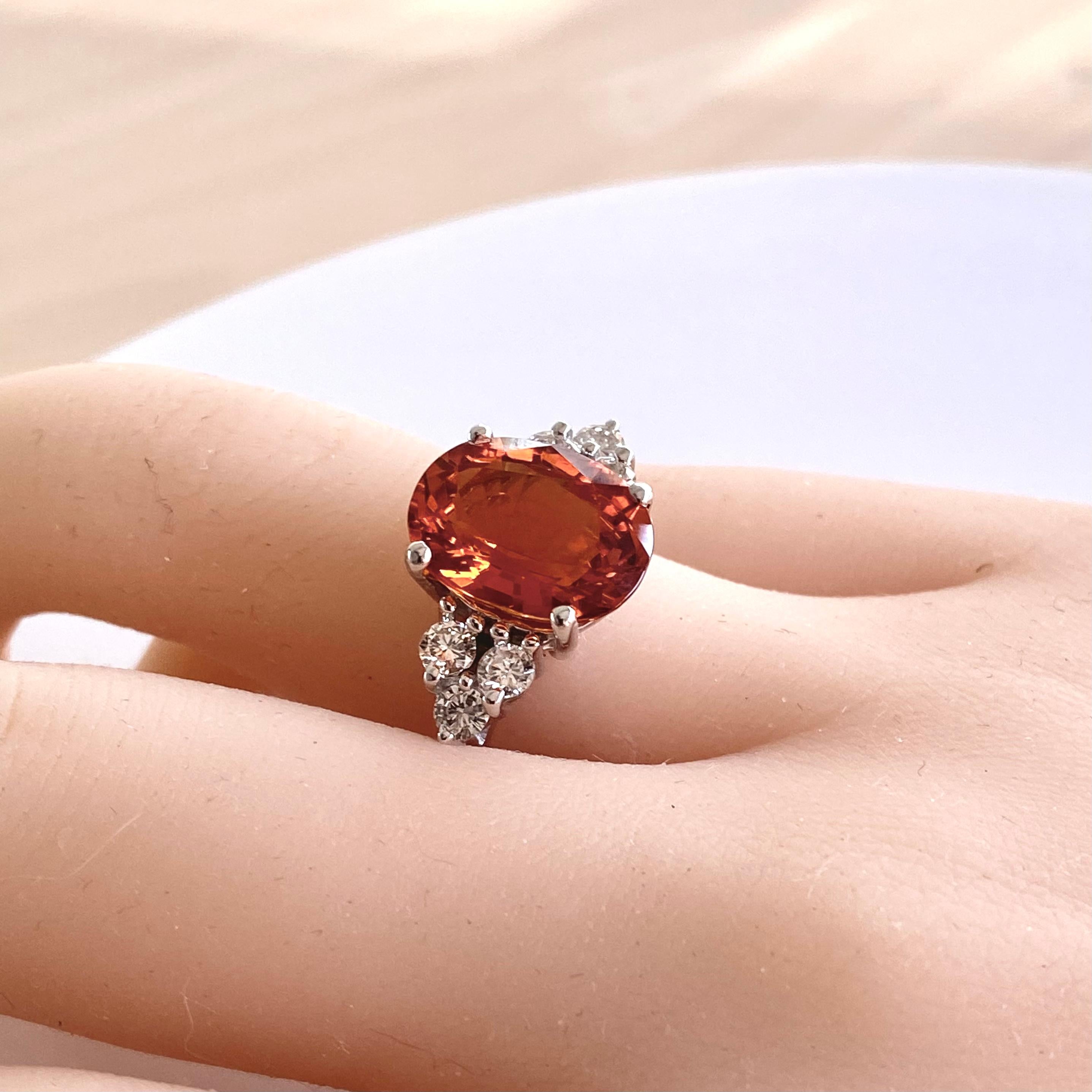 GIA Spessartit Granat Diamant Goldring Zertifikat Natrliche nicht behandelt Damen