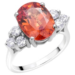 GIA Spessartite Garnet Diamond Gold Ring Certificate Natural No Treatment