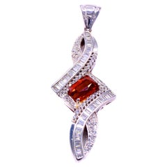 Spessartite Garnet Diamond Pendant