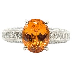 Spessartite Garnet & Diamond Ring in 14k White Gold