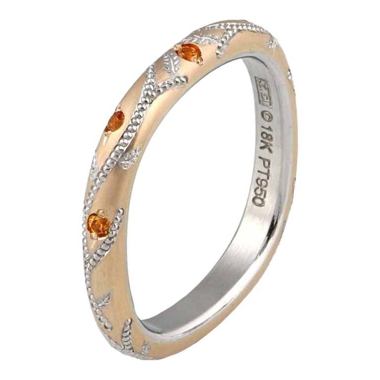 Spessartite Garnet in Rose Gold and Platinum Band by Zoltan David For Sale