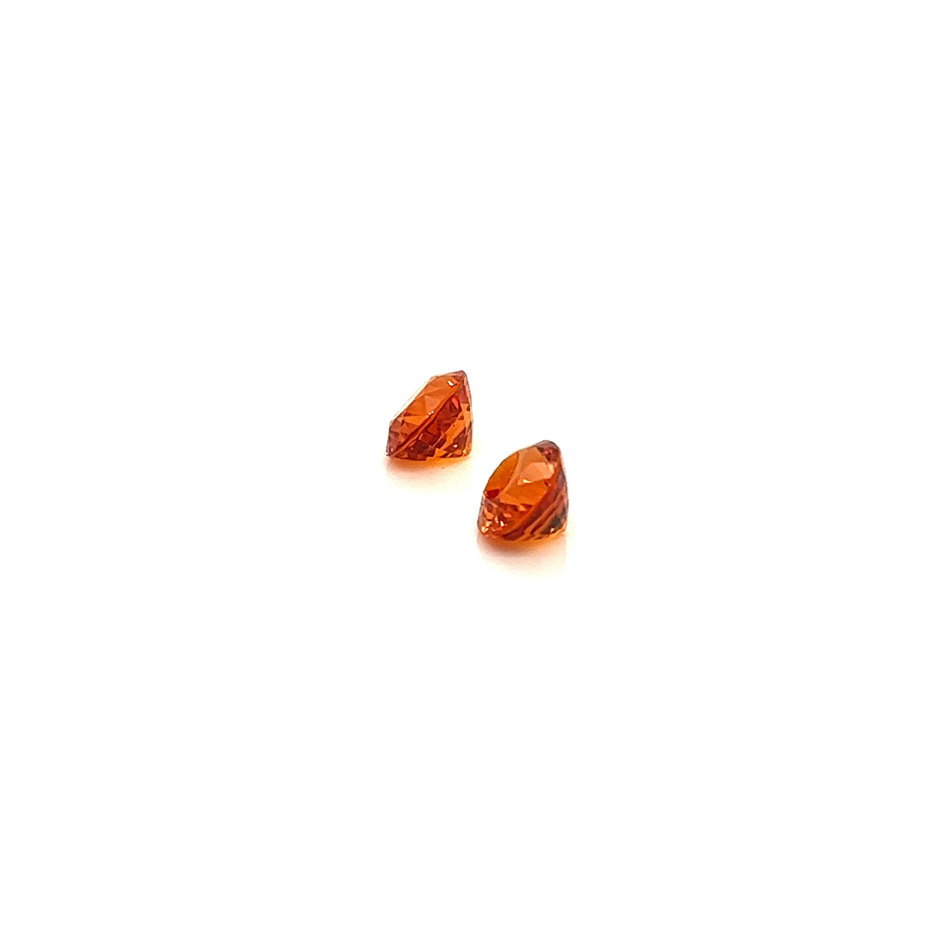 Spessartite garnet Oval cut stones weighing a total of  4.29 Carats, offered loose to create an unique design or a top piece for a garnet collector.

Dimension : 7.60 x 6.60 mm

These stones are shiny with a vibrant orangy color, clean.

Each stone