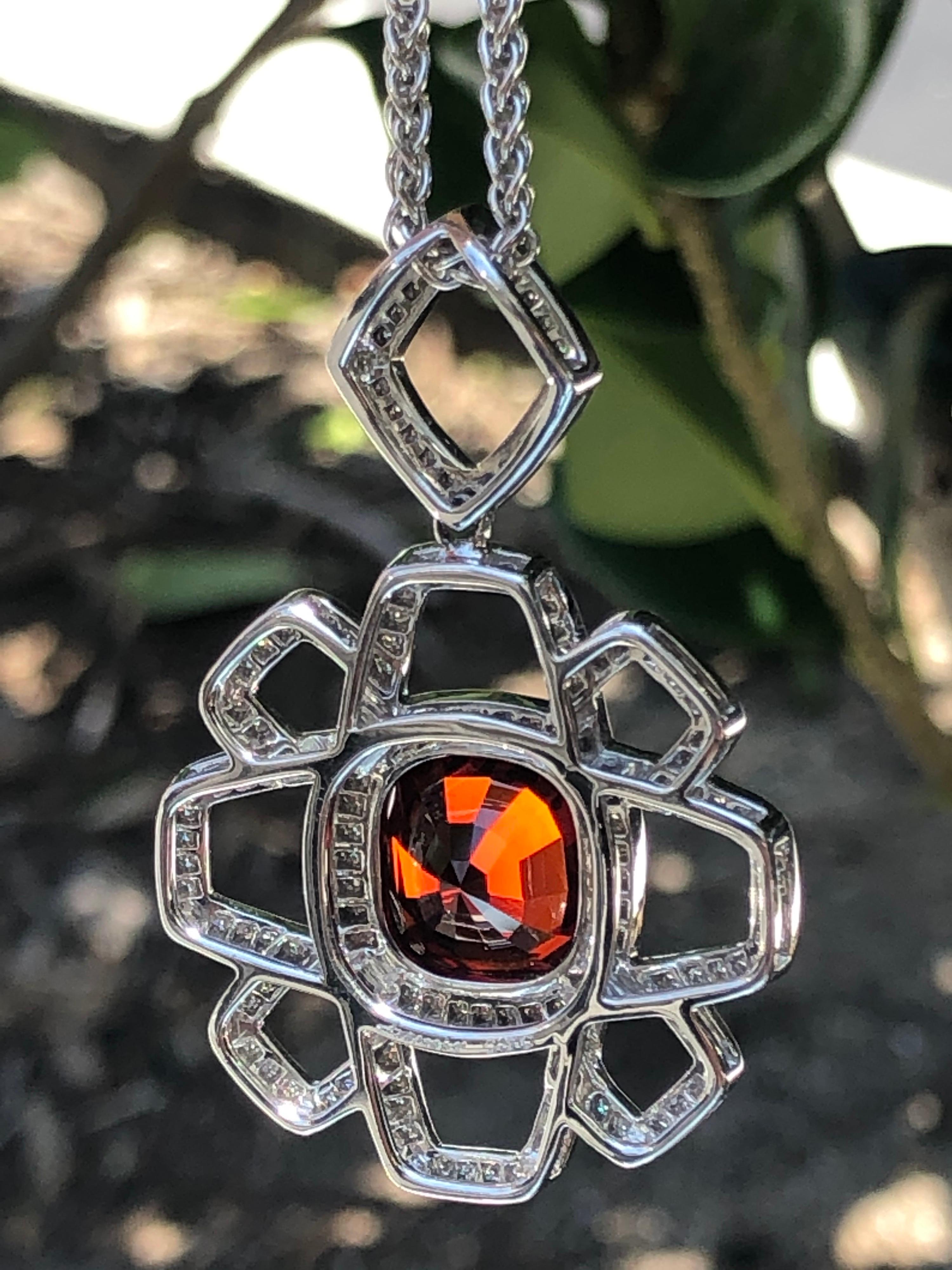 Contemporary 8.31 Carat Spessartite Garnet Pendant Necklace - Luxury Gift Beverly Hills For Sale