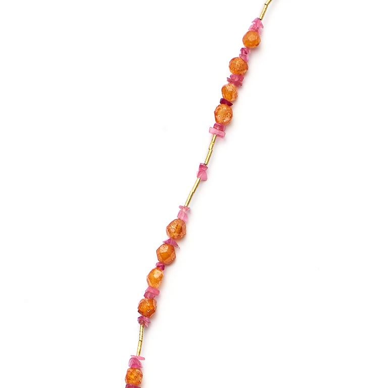 Susan Lister Locke Spessartite Garnet, Pink Tourmaline & 18 Karat Gold Necklace For Sale 1