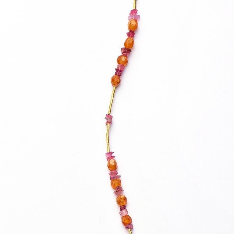 Contemporary Susan Lister Locke Spessartite Garnet, Pink Tourmaline & 18 Karat Gold Necklace For Sale