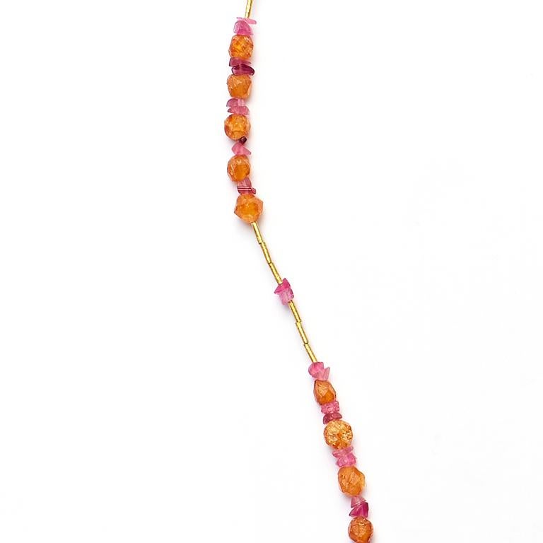 Men's Susan Lister Locke Spessartite Garnet, Pink Tourmaline & 18 Karat Gold Necklace For Sale