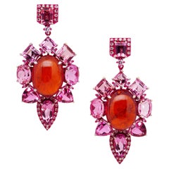 Orecchini con granato spessartite, tormalina rosa e diamanti, oro 18 carati, Austy Lee