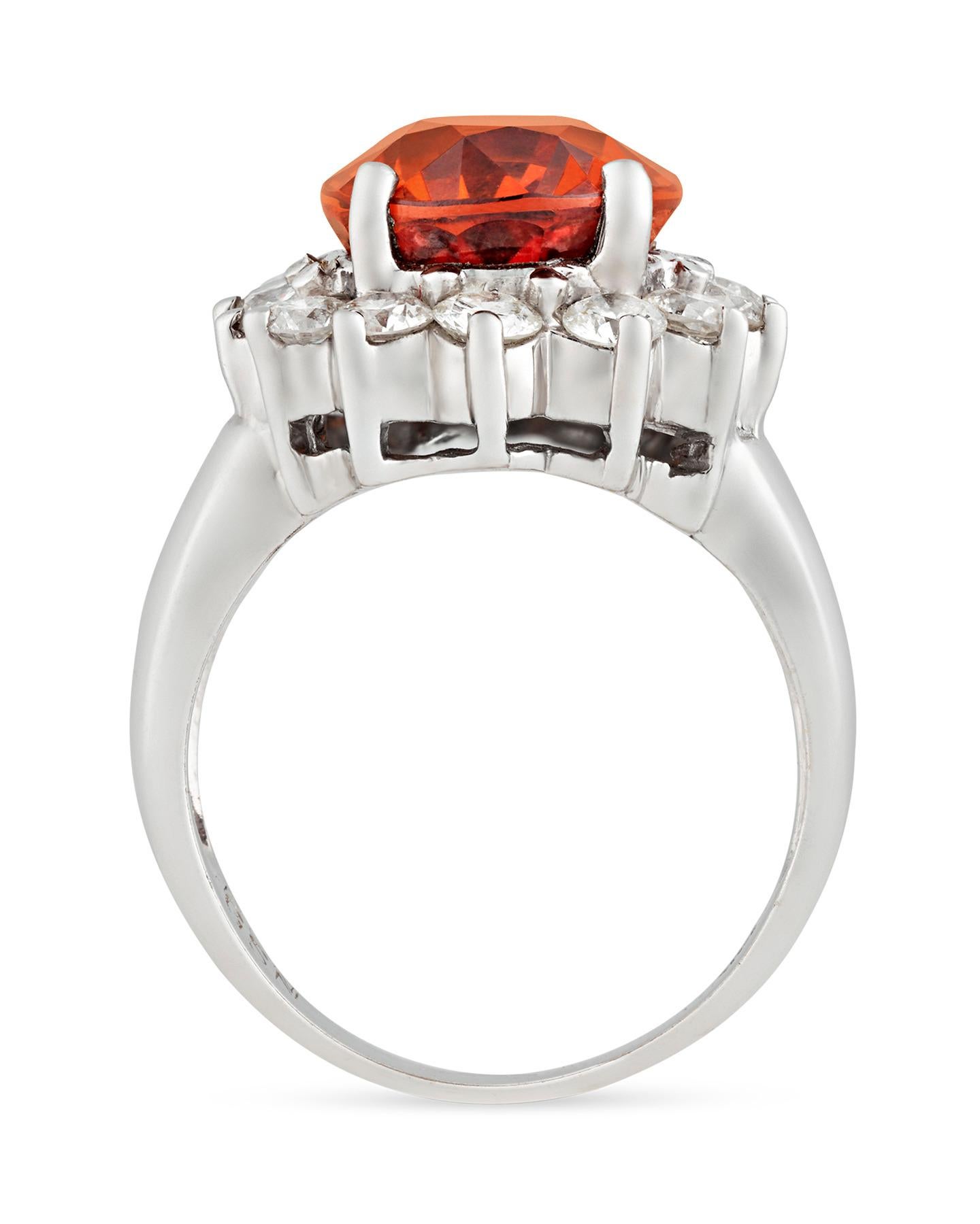 Glowing with an incomparable radiance, this incredibly rare 5.50-carat spessartite garnet displays the opulent 