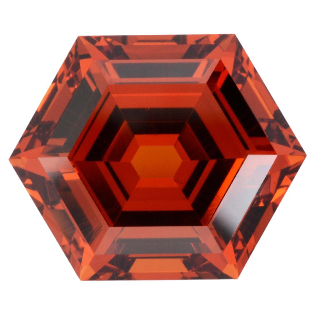 Spessartite Garnet Ring Gem 9.59 Carat Hexagon Unmounted Loose Gemstone