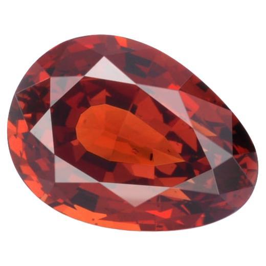 Spessartite Garnet Ring Loose Stone 6.74 Carat Unmounted Pear Shape For Sale