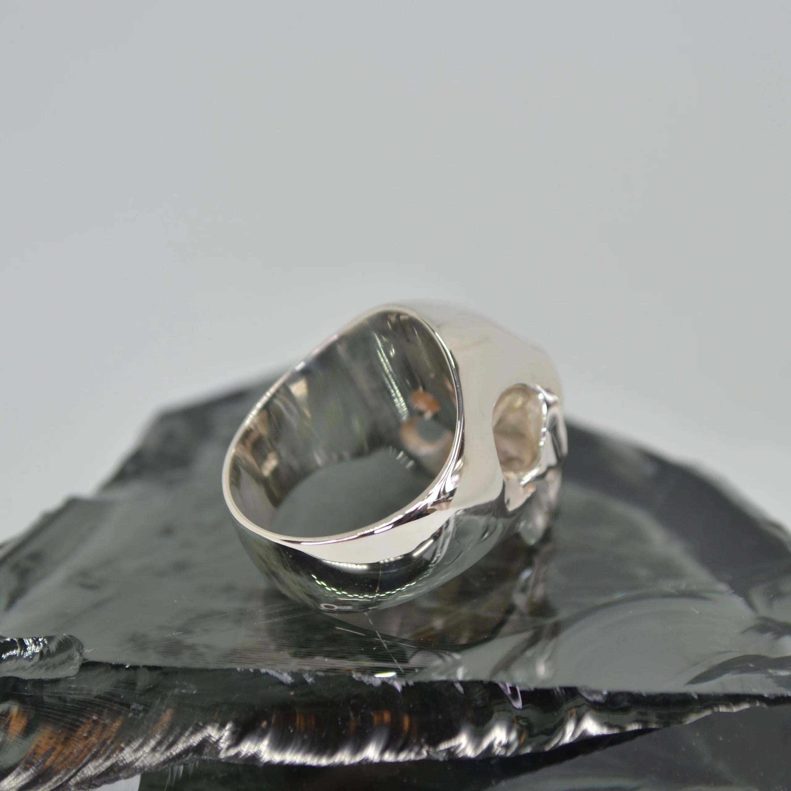 Spessartite Garnet Silver Skull Ring In New Condition For Sale In 徳島市, JP