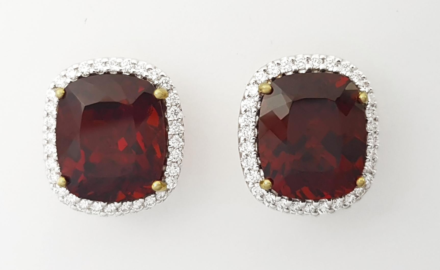 Contemporain Boucles d'oreilles en or 18 carats avec grenat spessartite et diamant en vente