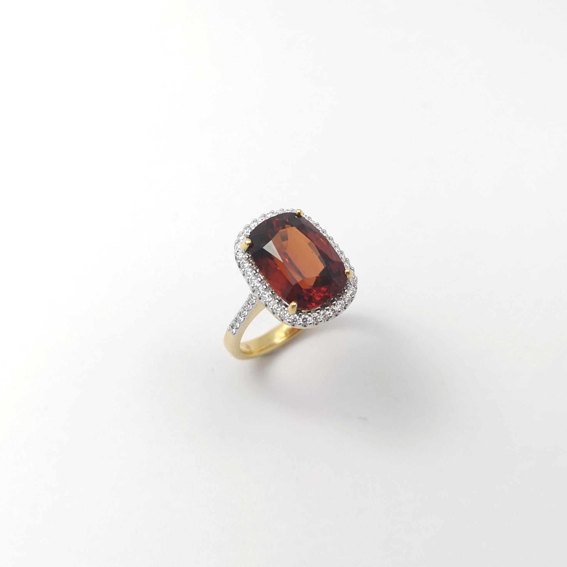 Bague en or 18 carats sertie de grenats spessartites et de diamants en vente 4