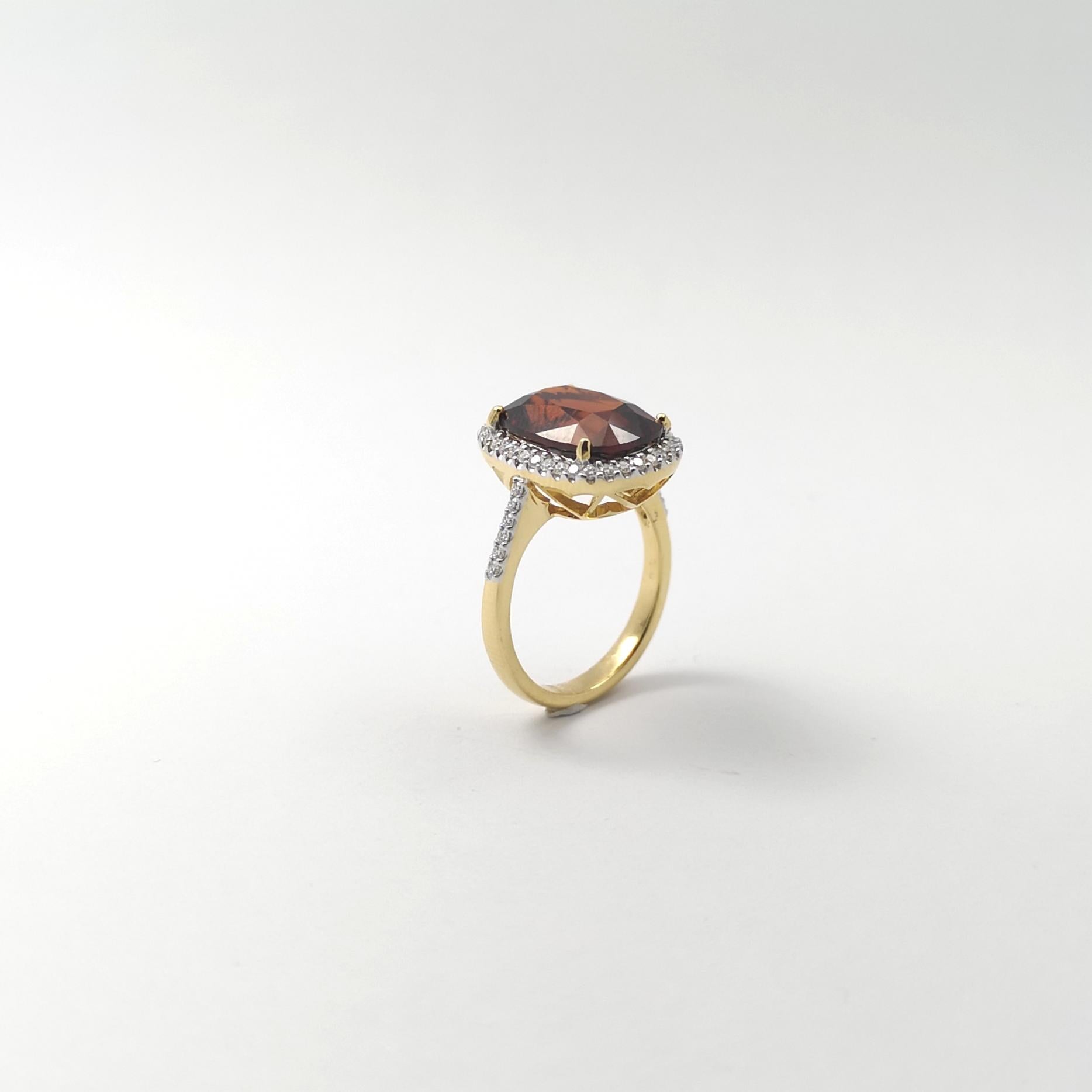 Bague en or 18 carats sertie de grenats spessartites et de diamants en vente 5