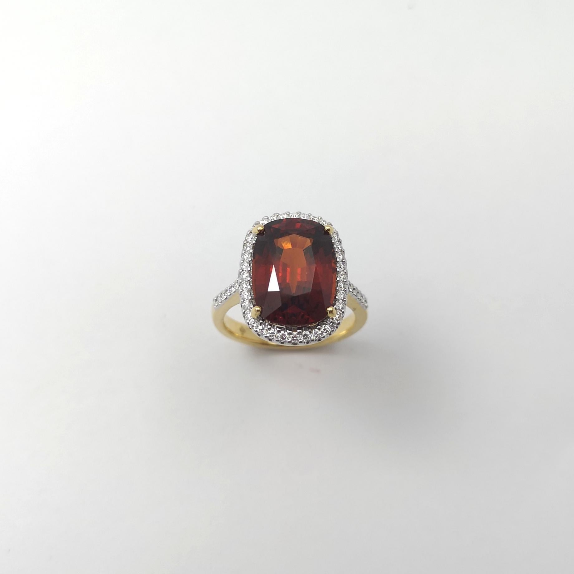 Bague en or 18 carats sertie de grenats spessartites et de diamants en vente 6