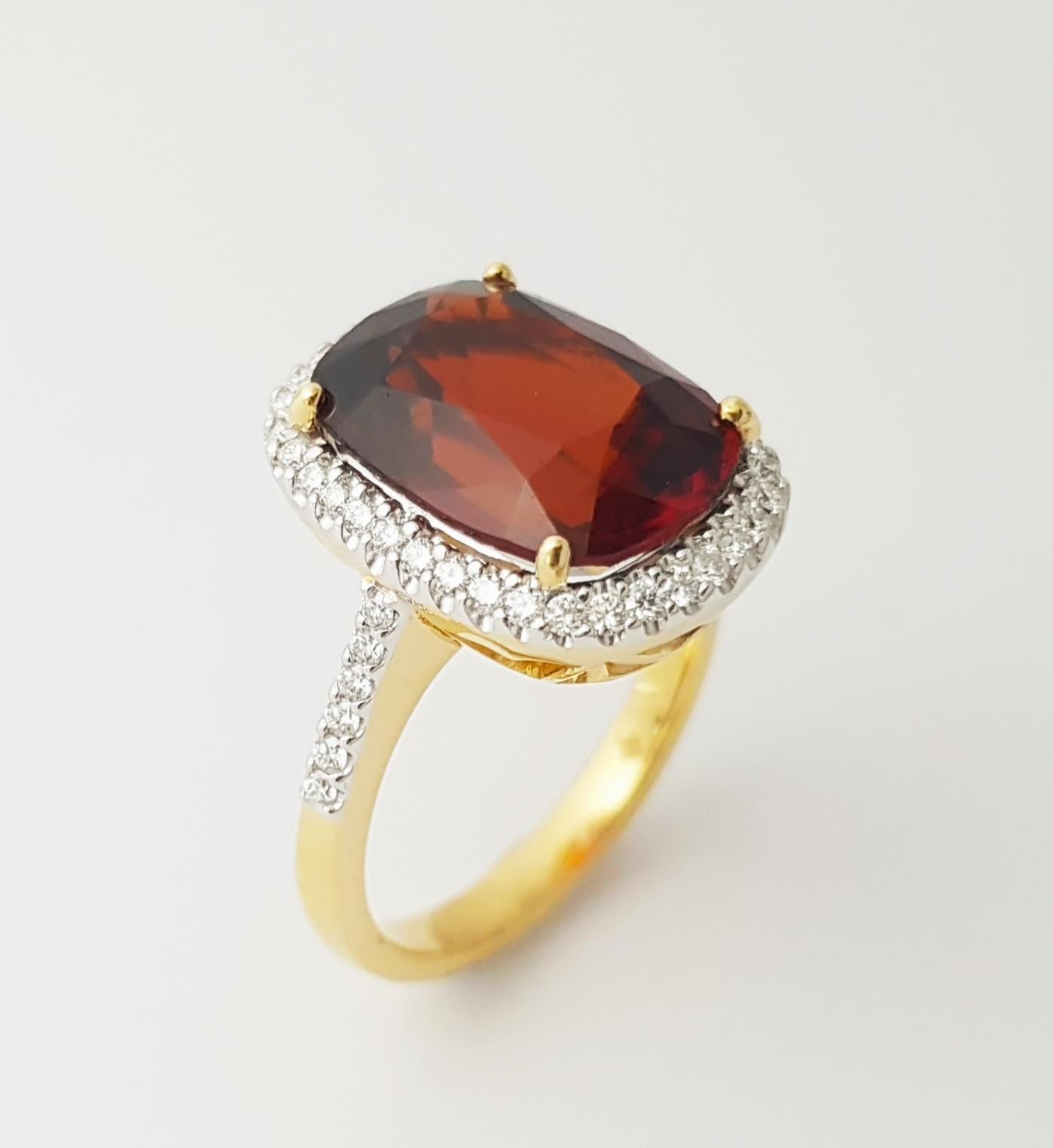 Bague en or 18 carats sertie de grenats spessartites et de diamants en vente 10