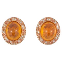 Spessartite Garnets Orange Sapphires Diamonds 18k Rose Gold Earrings