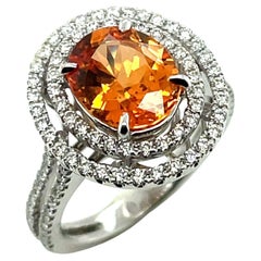 Finest Mandarin Garnet Diamond Gold Platinum Ring For Sale at 1stDibs ...